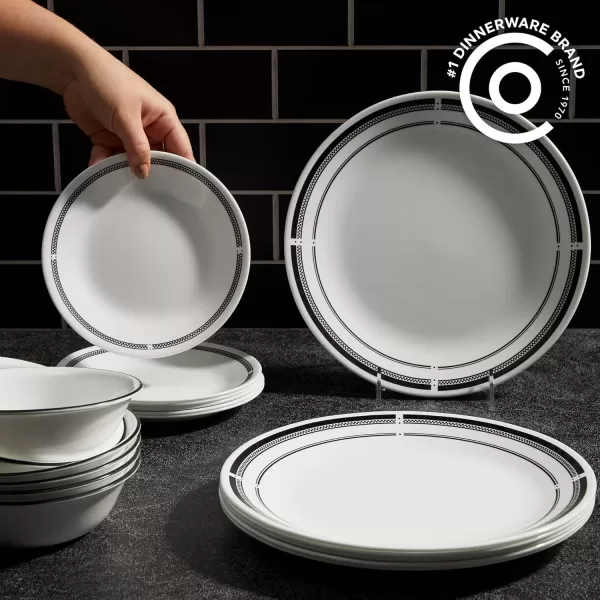 Corelle Vitrelle Glass Dinnerware Set, Chip &amp; Crack Resistant Triple Layer Glass, 4-PC Dinner Plates, Northern Pines