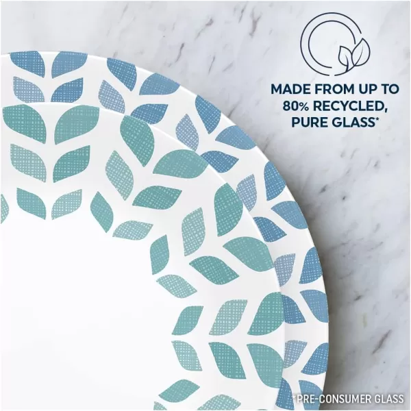 Corelle Vitrelle Glass Dinnerware Set, Chip &amp; Crack Resistant Triple Layer Glass, 4-PC Dinner Plates, Northern Pines