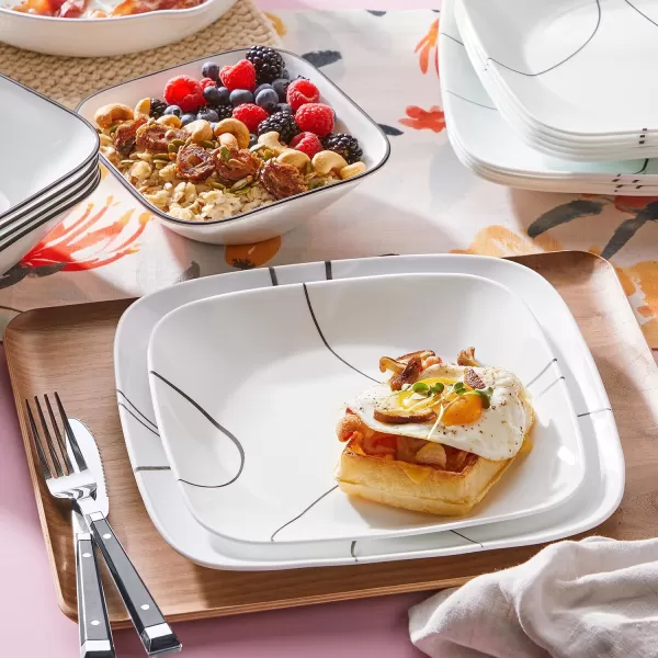 Corelle Vitrelle Salad Plates Set, Triple Layer Glass and Chip Resistant, Lightweight Square 9-Inch Plates, White, 6 Count 