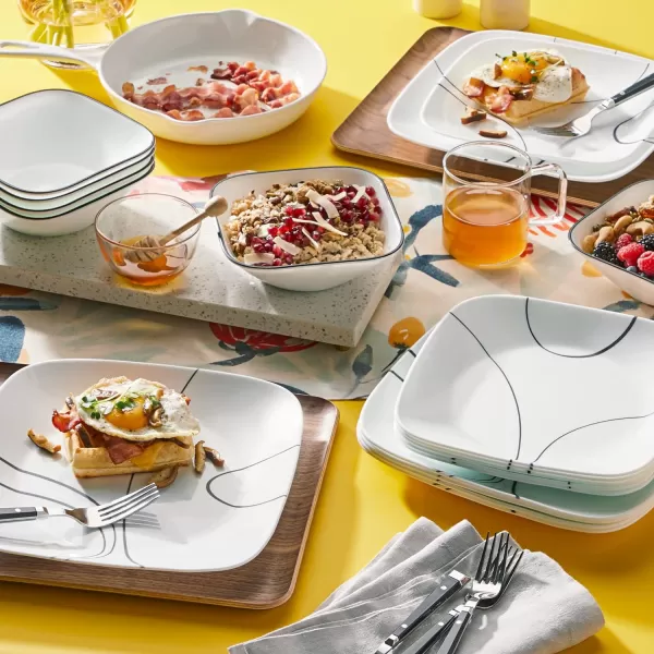 Corelle Vitrelle Salad Plates Set, Triple Layer Glass and Chip Resistant, Lightweight Square 9-Inch Plates, White, 6 Count 
