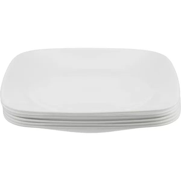 Corelle Vitrelle Salad Plates Set, Triple Layer Glass and Chip Resistant, Lightweight Square 9-Inch Plates, White, 6 Count 