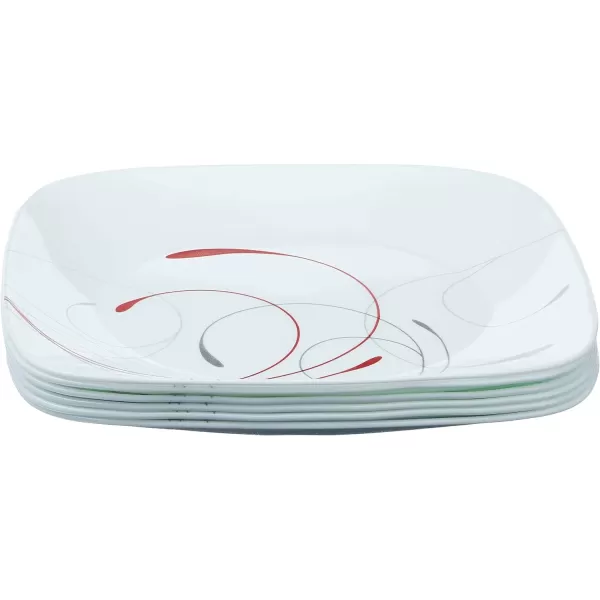 Corelle Vitrelle Salad Plates Set, Triple Layer Glass and Chip Resistant, Lightweight Square 9-Inch Plates, White, 6 Count 