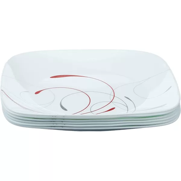 Corelle Vitrelle Salad Plates Set, Triple Layer Glass and Chip Resistant, Lightweight Square 9-Inch Plates, White, 6 Count 
