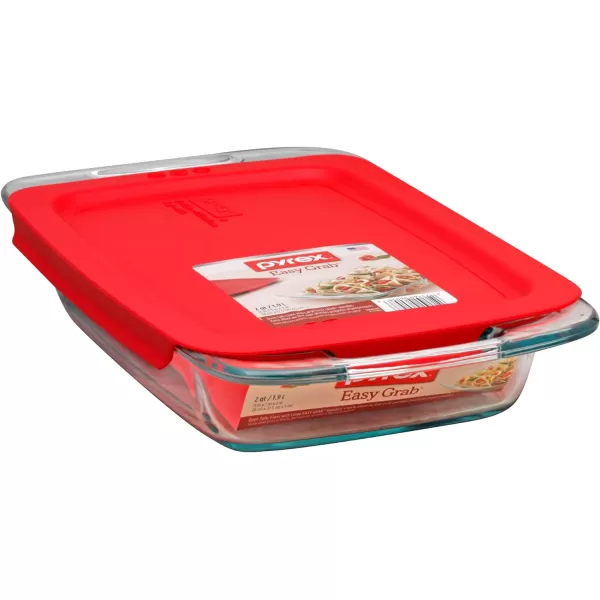 Pyrex Easy Grab 4-Piece Glass Baking Dish Set with Lids, 2-Qt Glass Bakeware Set, Non-Toxic, BPA-Free Lids, Tempered Glass Nesting Bakeware Set