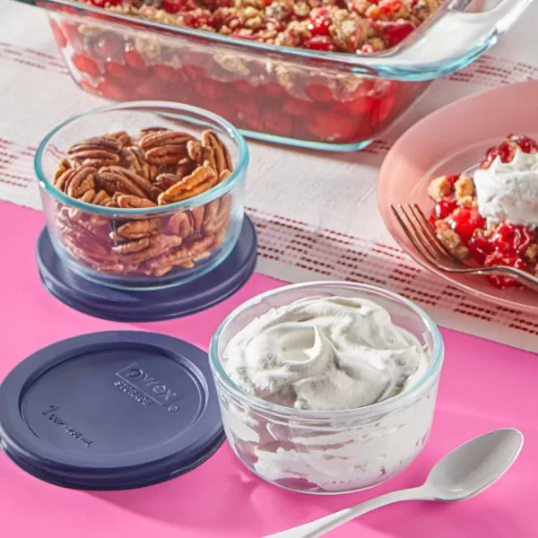Pyrex Easy Grab 4-Piece Glass Baking Dish Set with Lids, 2-Qt Glass Bakeware Set, Non-Toxic, BPA-Free Lids, Tempered Glass Nesting Bakeware Set