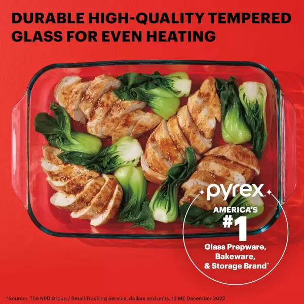 Pyrex Easy Grab 4-Piece Glass Baking Dish Set with Lids, 2-Qt Glass Bakeware Set, Non-Toxic, BPA-Free Lids, Tempered Glass Nesting Bakeware Set