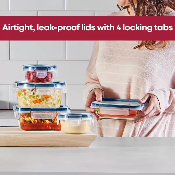 Pyrex Freshlock 8-Pieces Mixed Sized Glass Food Storage Containers Set, Airtight &amp; Leakproof Locking Lids, Freezer Dishwasher Microwave Safe