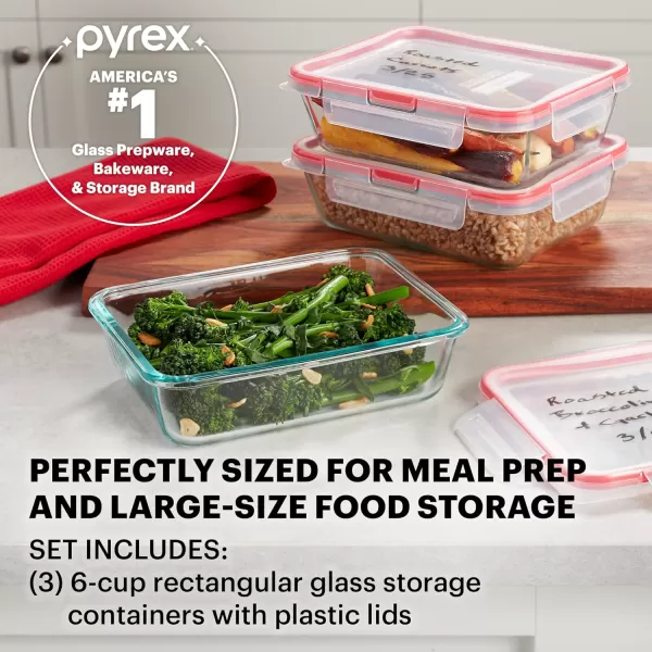 Pyrex Freshlock 8-Pieces Mixed Sized Glass Food Storage Containers Set, Airtight &amp; Leakproof Locking Lids, Freezer Dishwasher Microwave Safe