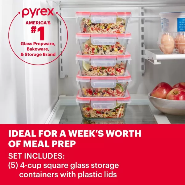 Pyrex Freshlock 8-Pieces Mixed Sized Glass Food Storage Containers Set, Airtight &amp; Leakproof Locking Lids, Freezer Dishwasher Microwave Safe