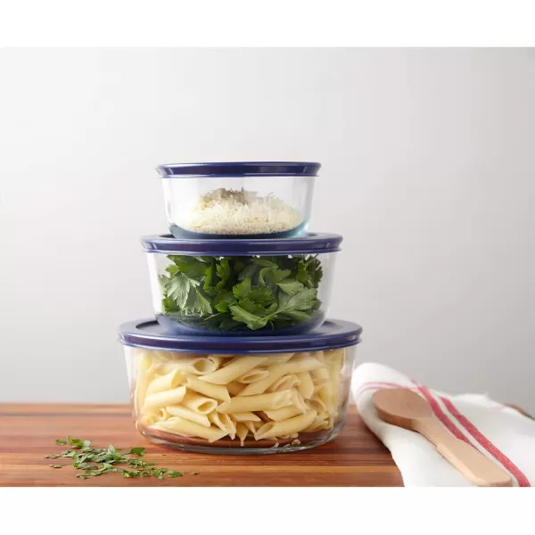 Pyrex Simply Store 6-Pc Glass Food Storage Container Set with Lids, 3-Cup, 6-Cup, &amp; 11-Cup Rectangular Meal Prep Containers with Lid, BPA-Free Lid, Dishwasher, Microwave and Freezer Safe
