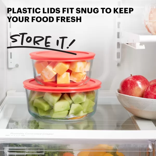 Pyrex Simply Store 6-Pc Glass Food Storage Container Set with Lids, 3-Cup, 6-Cup, &amp; 11-Cup Rectangular Meal Prep Containers with Lid, BPA-Free Lid, Dishwasher, Microwave and Freezer Safe