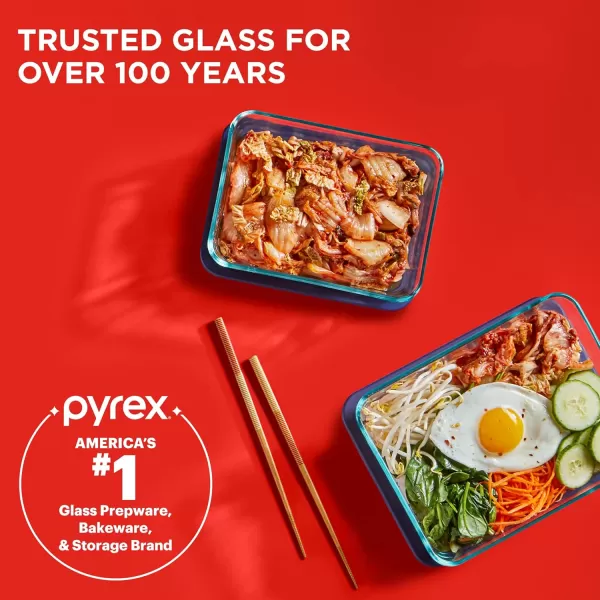 Pyrex Simply Store 6-Pc Glass Food Storage Container Set with Lids, 3-Cup, 6-Cup, &amp; 11-Cup Rectangular Meal Prep Containers with Lid, BPA-Free Lid, Dishwasher, Microwave and Freezer Safe