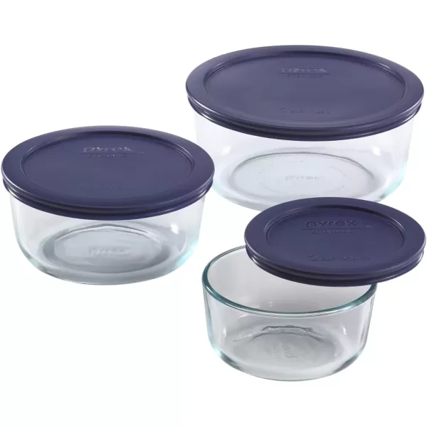 Pyrex Simply Store 6-Pc Glass Food Storage Container Set with Lids, 3-Cup, 6-Cup, &amp; 11-Cup Rectangular Meal Prep Containers with Lid, BPA-Free Lid, Dishwasher, Microwave and Freezer Safe