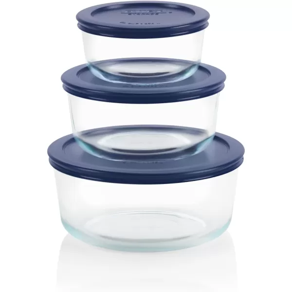 Pyrex Simply Store 6-Pc Glass Food Storage Container Set with Lids, 3-Cup, 6-Cup, &amp; 11-Cup Rectangular Meal Prep Containers with Lid, BPA-Free Lid, Dishwasher, Microwave and Freezer Safe