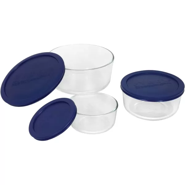 Pyrex Simply Store 6-Pc Glass Food Storage Container Set with Lids, 3-Cup, 6-Cup, &amp; 11-Cup Rectangular Meal Prep Containers with Lid, BPA-Free Lid, Dishwasher, Microwave and Freezer Safe