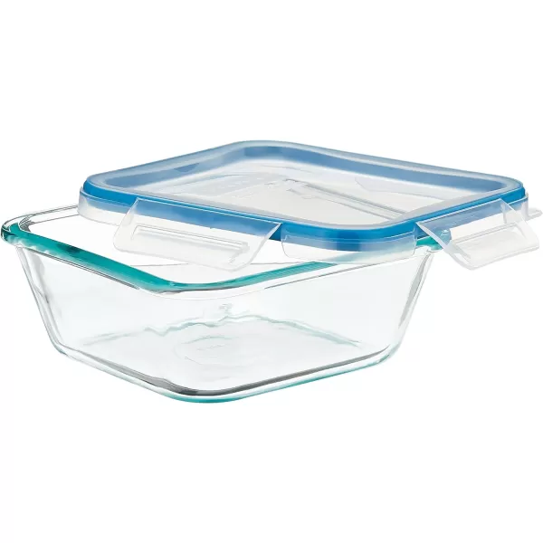 Snapware Total Solution 10-PC  Square Glass Food Storage Container Set with Plastic Lids, Medium Size Set of 4-Cups, BPA-Free Lids with Locking Tabs, Microwave, Dishwasher, and Freezer Safe