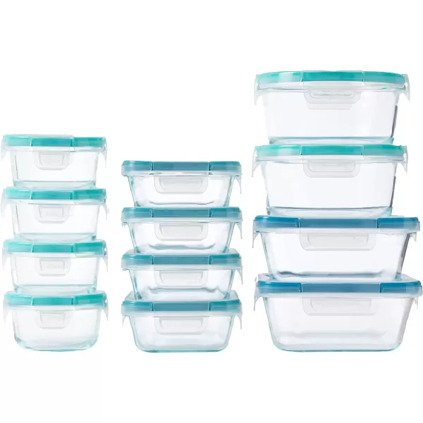 Snapware Total Solution 10-PC  Square Glass Food Storage Container Set with Plastic Lids, Medium Size Set of 4-Cups, BPA-Free Lids with Locking Tabs, Microwave, Dishwasher, and Freezer Safe