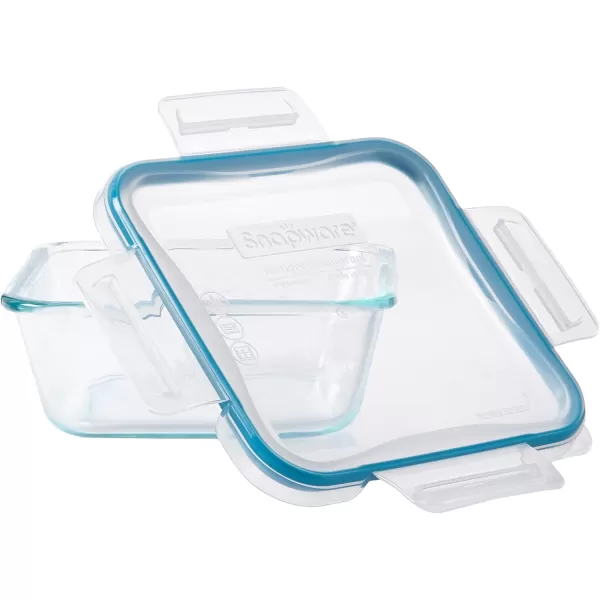 Snapware Total Solution 10-PC  Square Glass Food Storage Container Set with Plastic Lids, Medium Size Set of 4-Cups, BPA-Free Lids with Locking Tabs, Microwave, Dishwasher, and Freezer Safe