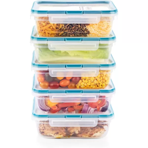 Snapware Total Solution 6-Pc Plastic Food Storage Containers Set with Lids, 8.5-Cup Rectangle Meal Prep Container, Non-Toxic, BPA-Free with 4 Locking Tabs, Microwave, Dishwasher, and Freezer Safe
