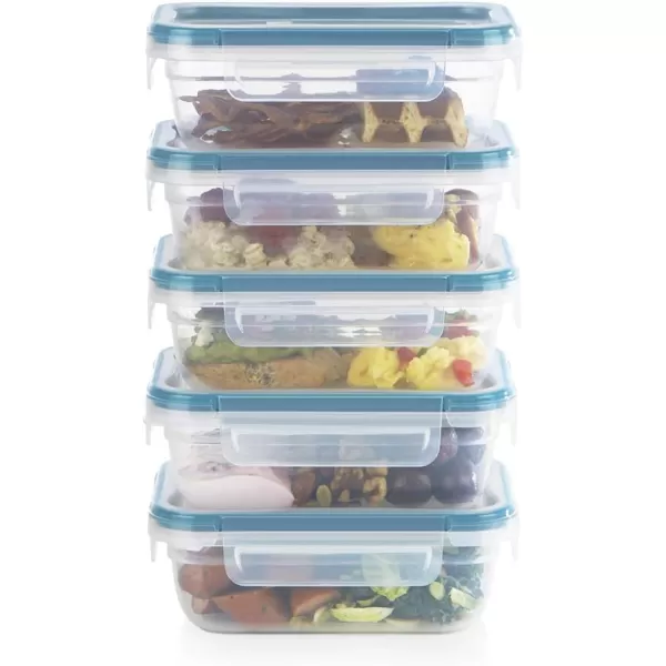 Snapware Total Solution 6-Pc Plastic Food Storage Containers Set with Lids, 8.5-Cup Rectangle Meal Prep Container, Non-Toxic, BPA-Free with 4 Locking Tabs, Microwave, Dishwasher, and Freezer Safe