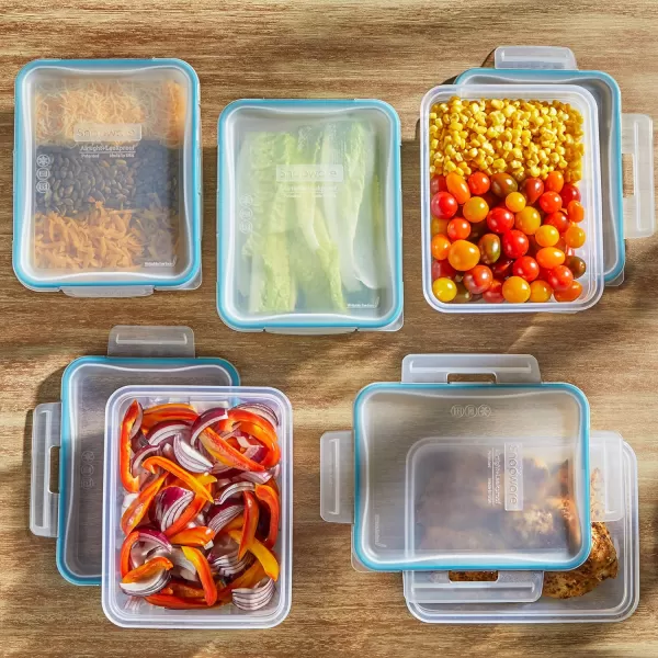 Snapware Total Solution 6-Pc Plastic Food Storage Containers Set with Lids, 8.5-Cup Rectangle Meal Prep Container, Non-Toxic, BPA-Free with 4 Locking Tabs, Microwave, Dishwasher, and Freezer Safe