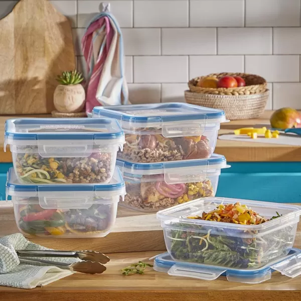 Snapware Total Solution 6-Pc Plastic Food Storage Containers Set with Lids, 8.5-Cup Rectangle Meal Prep Container, Non-Toxic, BPA-Free with 4 Locking Tabs, Microwave, Dishwasher, and Freezer Safe