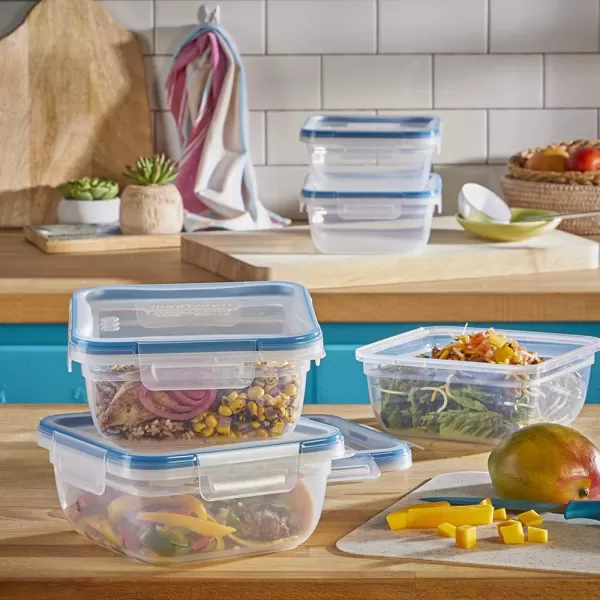 Snapware Total Solution 6-Pc Plastic Food Storage Containers Set with Lids, 8.5-Cup Rectangle Meal Prep Container, Non-Toxic, BPA-Free with 4 Locking Tabs, Microwave, Dishwasher, and Freezer Safe