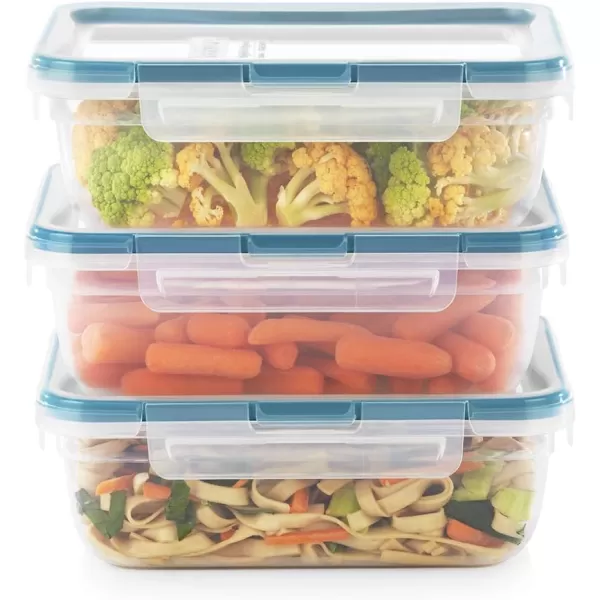 Snapware Total Solution 6-Pc Plastic Food Storage Containers Set with Lids, 8.5-Cup Rectangle Meal Prep Container, Non-Toxic, BPA-Free with 4 Locking Tabs, Microwave, Dishwasher, and Freezer Safe