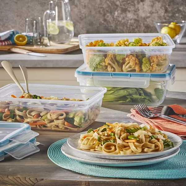 Snapware Total Solution 6-Pc Plastic Food Storage Containers Set with Lids, 8.5-Cup Rectangle Meal Prep Container, Non-Toxic, BPA-Free with 4 Locking Tabs, Microwave, Dishwasher, and Freezer Safe