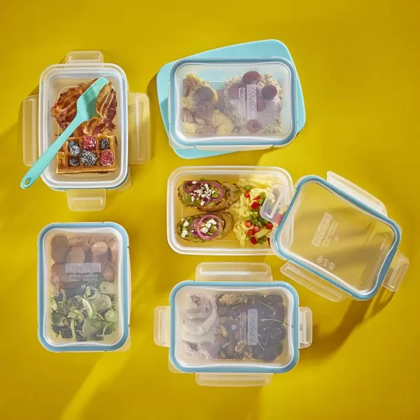 Snapware Total Solution 6-Pc Plastic Food Storage Containers Set with Lids, 8.5-Cup Rectangle Meal Prep Container, Non-Toxic, BPA-Free with 4 Locking Tabs, Microwave, Dishwasher, and Freezer Safe