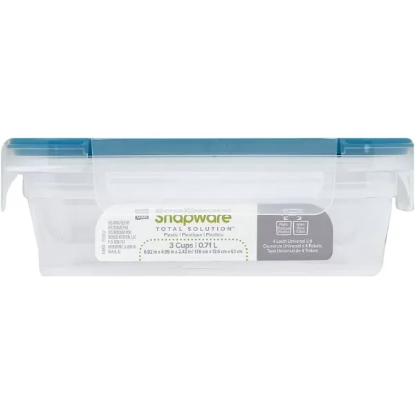 Snapware Total Solution 6-Pc Plastic Food Storage Containers Set with Lids, 8.5-Cup Rectangle Meal Prep Container, Non-Toxic, BPA-Free with 4 Locking Tabs, Microwave, Dishwasher, and Freezer Safe