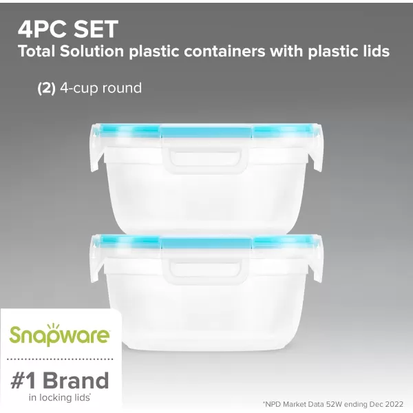 Snapware Total Solution 6-Pc Plastic Food Storage Containers Set with Lids, 8.5-Cup Rectangle Meal Prep Container, Non-Toxic, BPA-Free with 4 Locking Tabs, Microwave, Dishwasher, and Freezer Safe