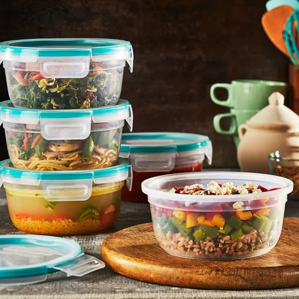 Snapware Total Solution 6-Pc Plastic Food Storage Containers Set with Lids, 8.5-Cup Rectangle Meal Prep Container, Non-Toxic, BPA-Free with 4 Locking Tabs, Microwave, Dishwasher, and Freezer Safe