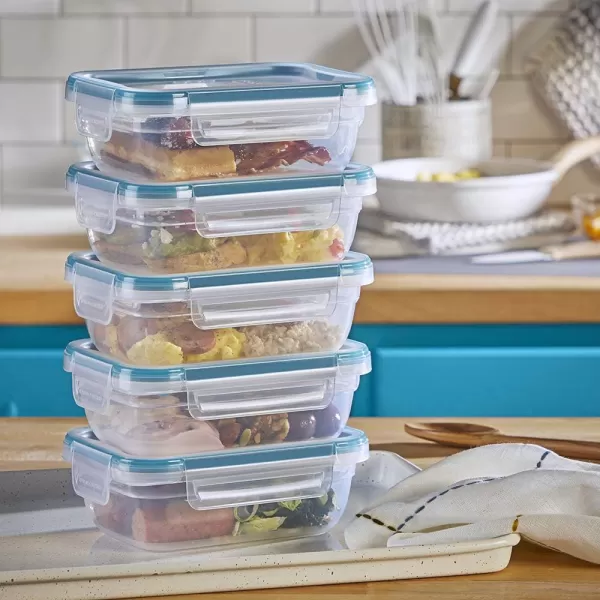 Snapware Total Solution 6-Pc Plastic Food Storage Containers Set with Lids, 8.5-Cup Rectangle Meal Prep Container, Non-Toxic, BPA-Free with 4 Locking Tabs, Microwave, Dishwasher, and Freezer Safe