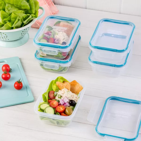 Snapware Total Solution 6-Pc Plastic Food Storage Containers Set with Lids, 8.5-Cup Rectangle Meal Prep Container, Non-Toxic, BPA-Free with 4 Locking Tabs, Microwave, Dishwasher, and Freezer Safe
