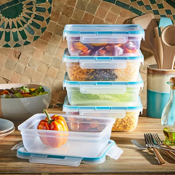 Snapware Total Solution 6-Pc Plastic Food Storage Containers Set with Lids, 8.5-Cup Rectangle Meal Prep Container, Non-Toxic, BPA-Free with 4 Locking Tabs, Microwave, Dishwasher, and Freezer Safe
