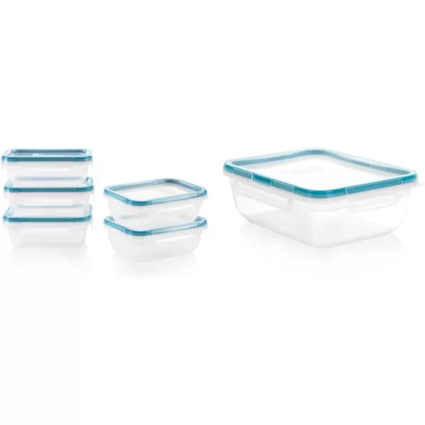 Snapware Total Solution 6-Pc Plastic Food Storage Containers Set with Lids, 8.5-Cup Rectangle Meal Prep Container, Non-Toxic, BPA-Free with 4 Locking Tabs, Microwave, Dishwasher, and Freezer Safe