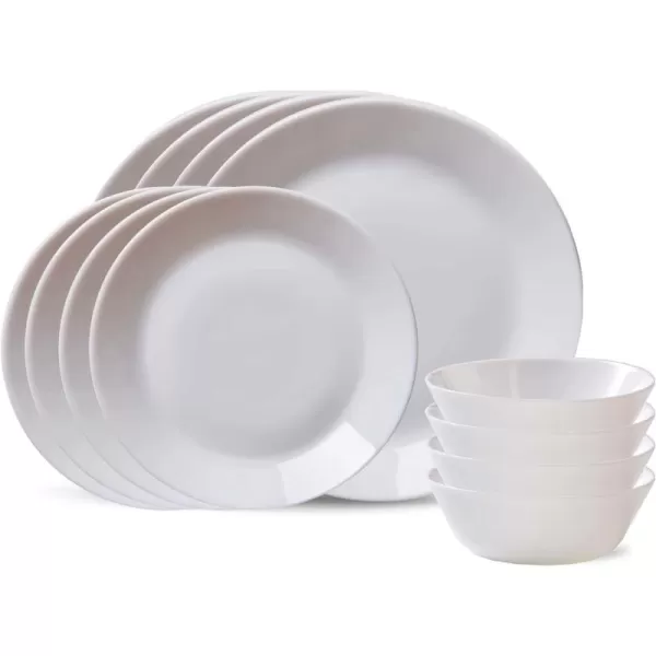 Corelle Everyday Expressions 12-Pc Dinnerware Set, Service for 4, Durable and Eco-Friendly, Higher Rim Glass Plate &amp; Bowl Set, Microwave and Dishwasher Safe, Azure Medallion