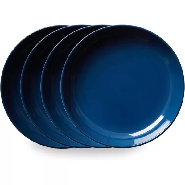 Corelle Stoneware 4-Pc Meal Bowl Set, Handcrafted Artisanal Double Bead Cereal Bowls, Solid Glaze Stoneware, 8-1/2-Inch Pasta Bowl Set, Nordic Blue