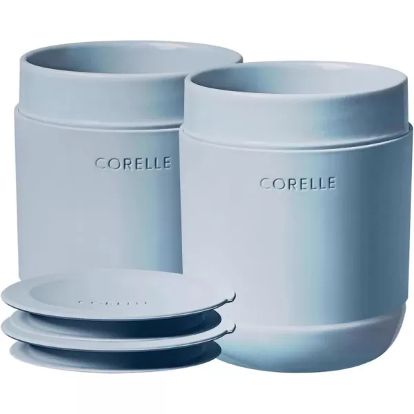 Corelle Stoneware 4-Pc Tumbler Set of 2 with Lids, Handcrafted Artisanal Travel Mug, Solid Glaze Stoneware, 13-1/2-Oz Travel Coffee Mug Set, Navy