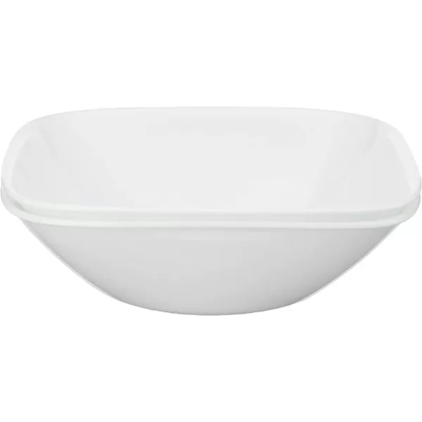 Corelle Vitrelle 1-Qt Serving Bowl, Large Serving Bowl, Triple Layer Glass, Crack and Chip Resistant, Square Serving Trays, 7.75"W x 2.25"H  White