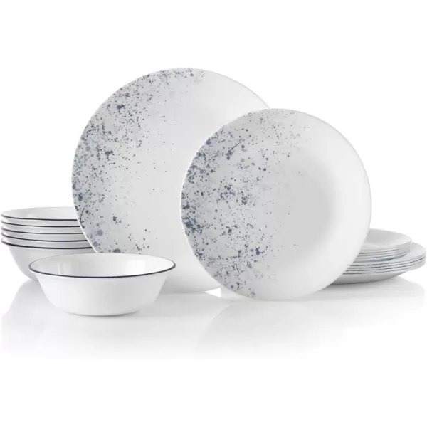 Corelle Vitrelle 18-Piece Service for 6 Dinnerware Set, Triple Layer Glass and Chip Resistant, Lightweight Round Plates and Bowls Set, Portofino