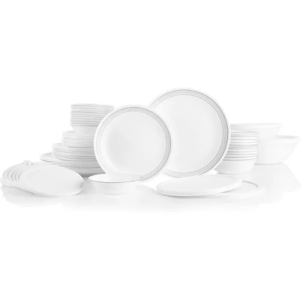Corelle Vitrelle 78-Piece Service for 12 Dinnerware Set, Triple Layer Glass and Chip Resistant, Lightweight Round Plates and Bowls Set, Splendor