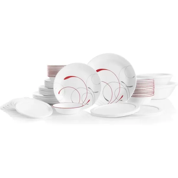 Corelle Vitrelle 78-Piece Service for 12 Dinnerware Set, Triple Layer Glass and Chip Resistant, Lightweight Round Plates and Bowls Set, Splendor