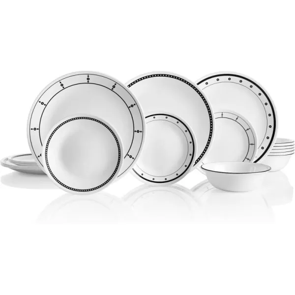 Corelle Vitrelle Glass Dinnerware Set, Chip &amp; Crack Resistant Triple Layer Glass, 4-PC Dinner Plates, Northern Pines