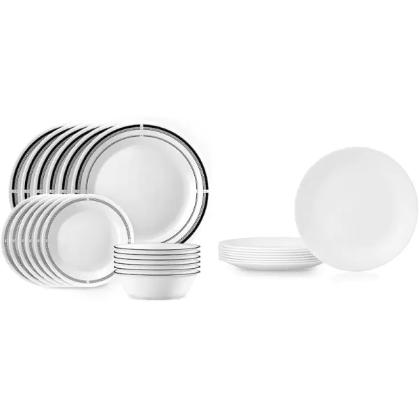 Corelle Vitrelle Glass Dinnerware Set, Chip &amp; Crack Resistant Triple Layer Glass, 4-PC Dinner Plates, Northern Pines