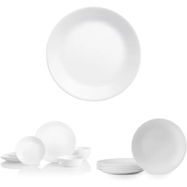 Corelle Vitrelle Glass Dinnerware Set, Chip &amp; Crack Resistant Triple Layer Glass, 4-PC Dinner Plates, Northern Pines
