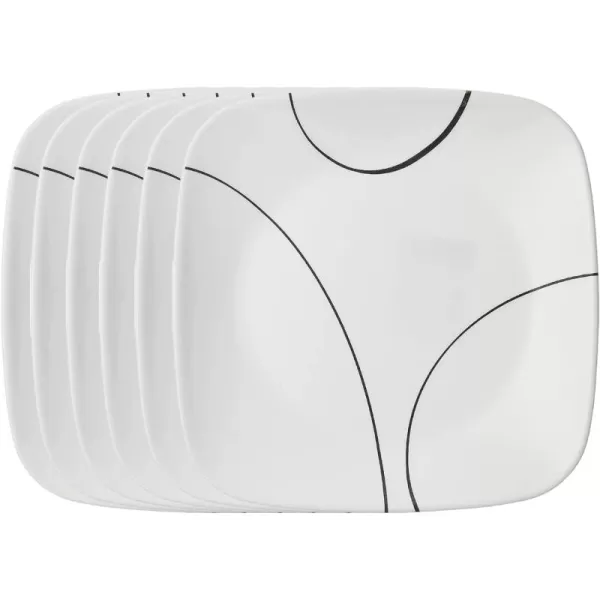 Corelle Vitrelle Salad Plates Set, Triple Layer Glass and Chip Resistant, Lightweight Square 9-Inch Plates, White, 6 Count 