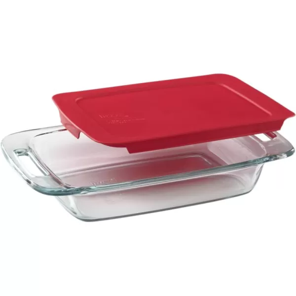 Pyrex Easy Grab 4-Piece Glass Baking Dish Set with Lids, 2-Qt Glass Bakeware Set, Non-Toxic, BPA-Free Lids, Tempered Glass Nesting Bakeware Set