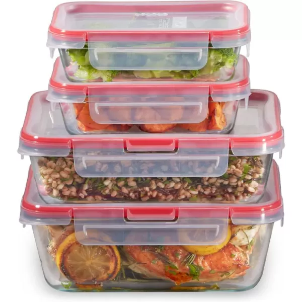 Pyrex Freshlock 8-Pieces Mixed Sized Glass Food Storage Containers Set, Airtight &amp; Leakproof Locking Lids, Freezer Dishwasher Microwave Safe